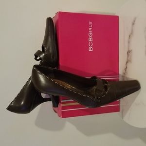 BCBGirls Vintage Chocolate Mary Jane Leather Pumps